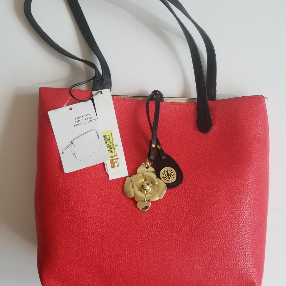 Kate Landry NWT Red Tote with Removable Pouch